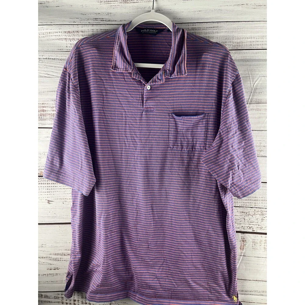 Ralph Lauren Polo Golf Men's Striped Shirt 100% Pima Cotton Short Sleeve XL